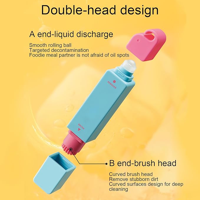 Fabric Pen for Clothes - 12ml Travel Size Stain Remover Pen | Spot Cleaner Double-Ended Stick Cleaning Tools for Fabric Oil Food Grease Kids Adults Beach Vacation Picnic Outdoor