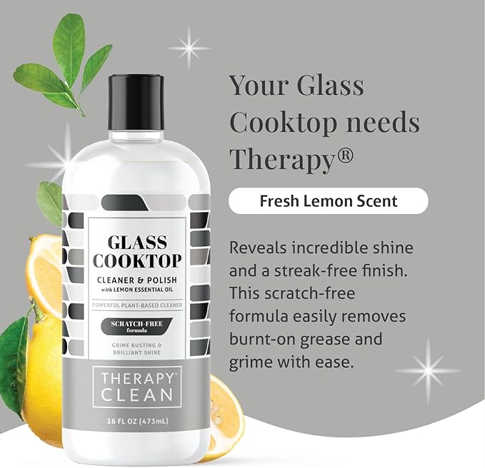Therapy Glass Stove Top Cleaner 16 fl oz. (2 Pack) - Safe for Ceramic, Electric, Induction Stovetops