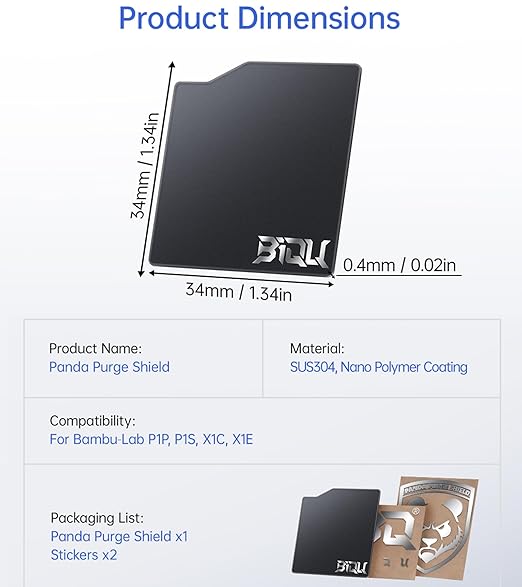 BIQU Panda Purge Shield for Bambu-Lab P1S P1P X1C X1E, BIQU Multi-Color Printing Upgrade Kit Purging Reliability Solution, No More Chute Clogs