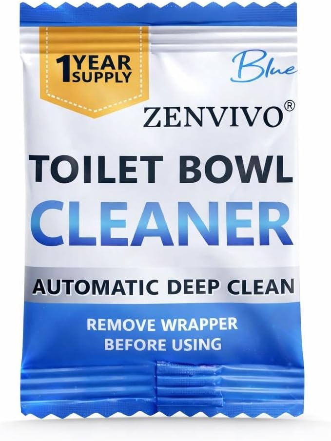 ZENVIVIO Automatic Toilet Bowl Cleaner Tablets, Blue Gel Toilet Tank Cleaners, Septic-Safe Hard Water Ring Stain Remover, Heavy Duty Toilet Deodorizer & Smell Eliminator, Fresh Scent