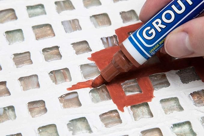 Grout Pen Tile Paint Marker: Waterproof Grout Colorant and Sealer Pen to Renew, Repair, and Refresh Tile Grout - Cleaner Coating Stain Pens - 2 Pack, 5mm Narrow and 15mm Wide Tip Pen - Terracotta
