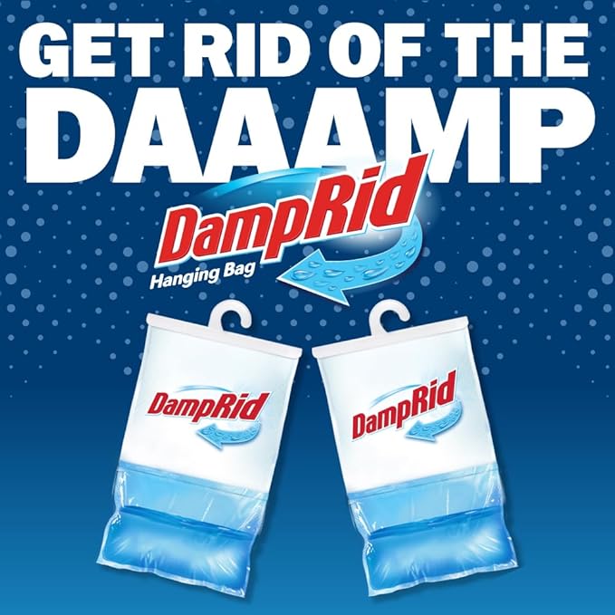 DampRid Fragrance Free Hanging Moisture Absorber, 15.4 oz., 6 Pack - Eliminates Musty Odors for Fresher Air, Ideal Moisture Absorbers for Closet, 10% More Moisture Absorbing Power*