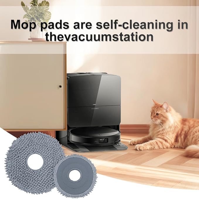 8 Pack Mop Pads for Roborock QV 35A/Qrevo S/Q Revo/Qrevo Pro/Qrevo Plus/Qrevo Master/Qrevo Slim/Qrevo Curv/Qrevo Edge/Saros 10R Robot Vacuum Cleaner, Spin Cleaning Pads Replacement Parts Accessories