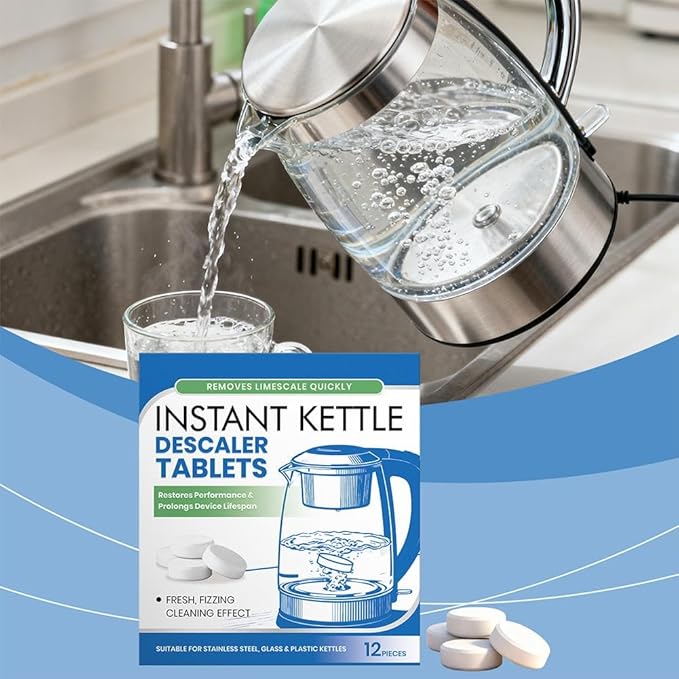 Kettle Descaler Tablet,12/36 Packs Powerful Limescale Removal,Efficient Water Bottle Cleaner Removes Hard Water Buildup,Limescale Remover Tablet For Kettles, Coffee Machines, Shower Heads (1pcs)