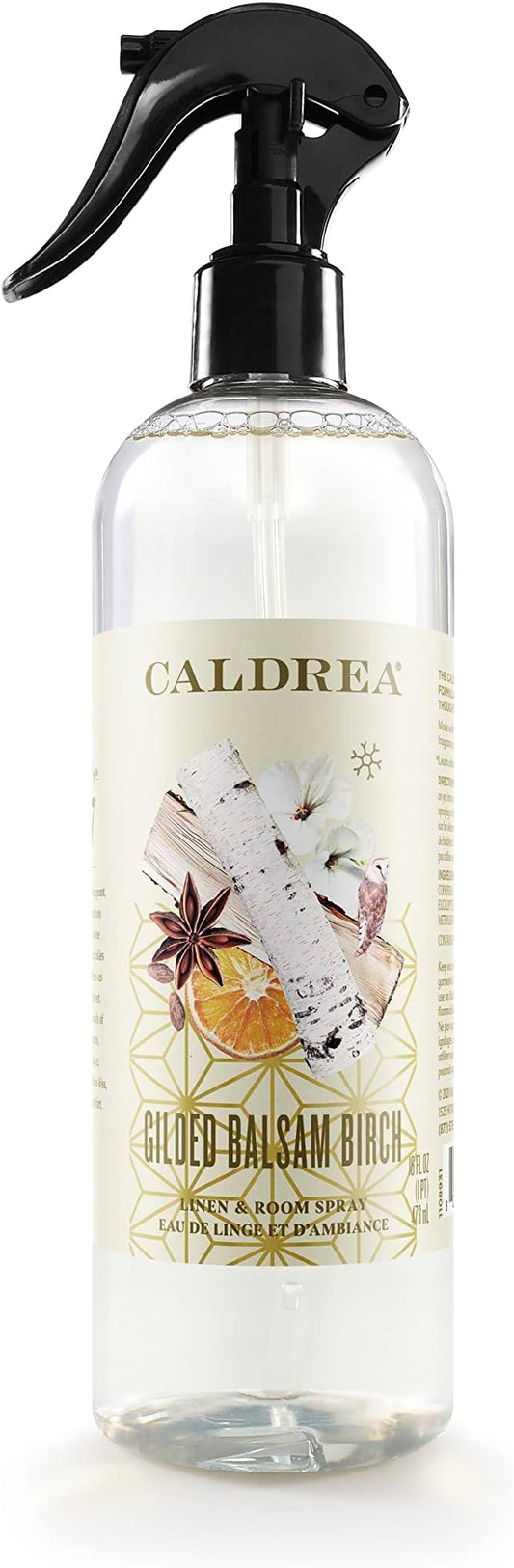 Caldrea Linen And Room Spray Air Freshener, Made With Essential Oils, Plant-Derived And Other Thoughtfully Chosen Ingredients, Gilded Balsam Birch, 16 Oz