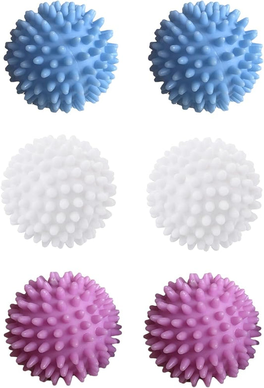 Dryer Balls for Laundry, 6 PCS Non-Toxic Reduces Drying Time & Static Washing Balls Reusable Dryer Balls Prevents Tangles Pet Fur Remover for Laundry Bedding Clothes