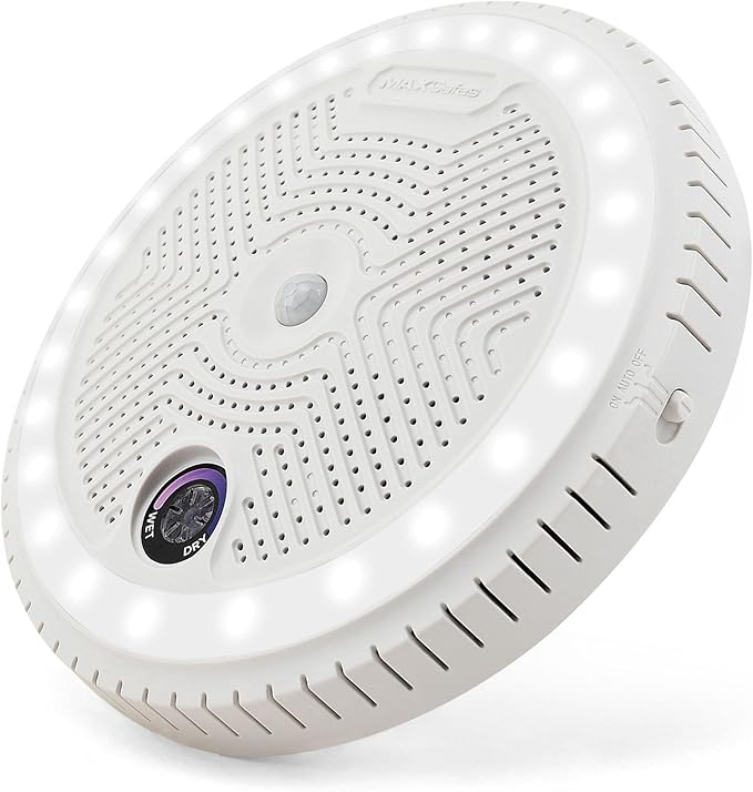 2-in-1 Rechargeable Dehumidifier with Motion Sensor LED Light, Perfect For Gun Safe, Gun Cabinet and other enclosed areas, ETL Approved (White)