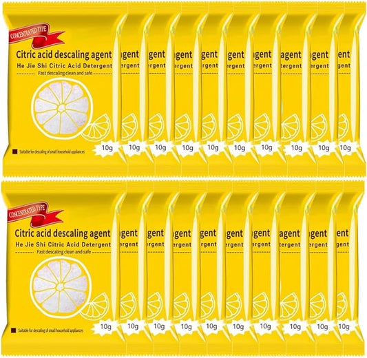 Citric Acid Descaling Agent, Food Grade Concentrated Powder, Individually Wrapped Descalers for Kettles, Household Kitchen Appliances, Powerful Limescale Remover, Fast Descaling Clean and Safe (20)
