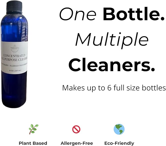 Plant-Based All Purpose Cleaner Concentrate (8 oz) – Allergen-Free, Non-Toxic, Multi-Surface Cleaning Solution – Eco-Friendly, Streak-Free, Makes Up to 6 Bottles