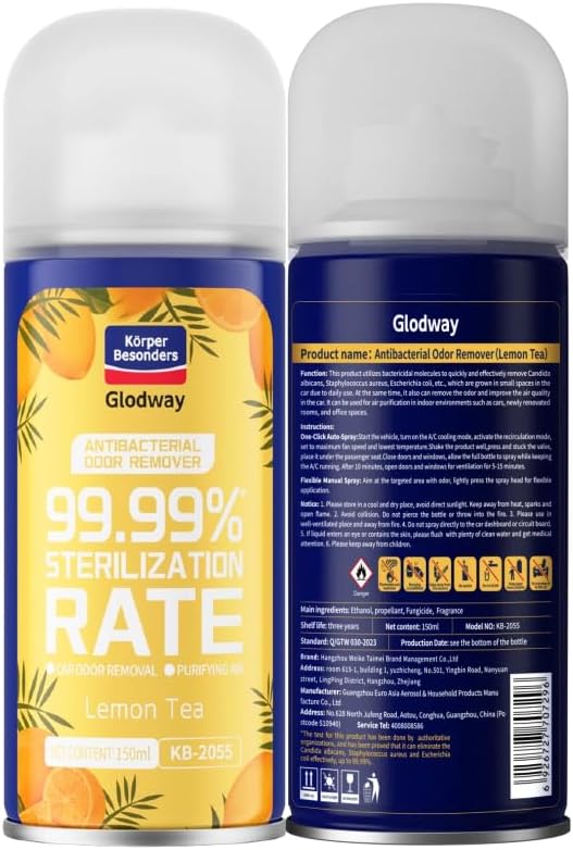 Glodway Air Refresher,Odor Eliminator Remover Spray,Odor Remover,Lemon Long-Lasting Scent For Home,Couch,Mattress,Furniture, bathroom,Fabrics & Trash,6 Ounce,4 pack