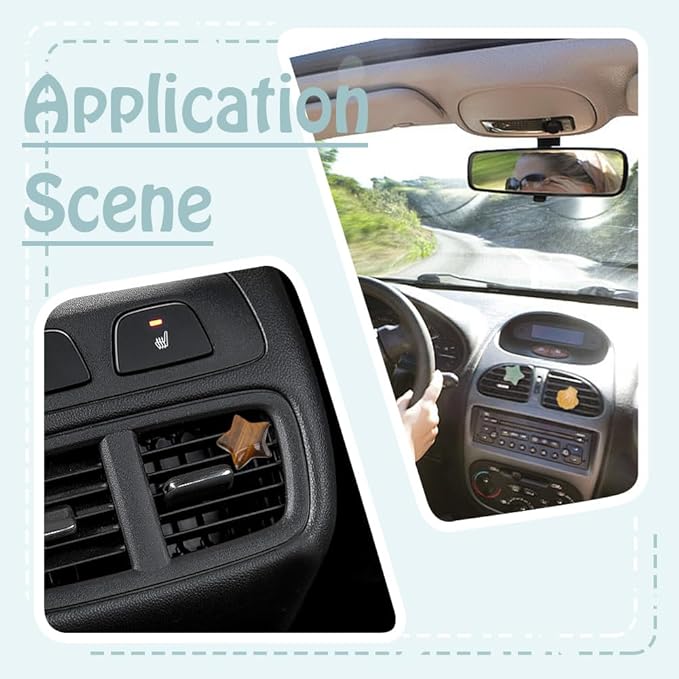 PLIGREAT 6 Pcs Natural Stone Car Vent Clips, Cute Star SeaShell Air Freshener Vent Clips Boho Stone Accessories for Women Men Car Interior Decor, 2 Shapes