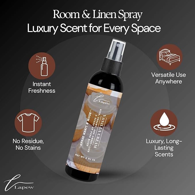 Lapew Room & Linen Spray | Fragrance Mist for Home, Car & Office | Fabric & Air Freshener | Neutralizing Mist | Made in USA | Vanilla Cream