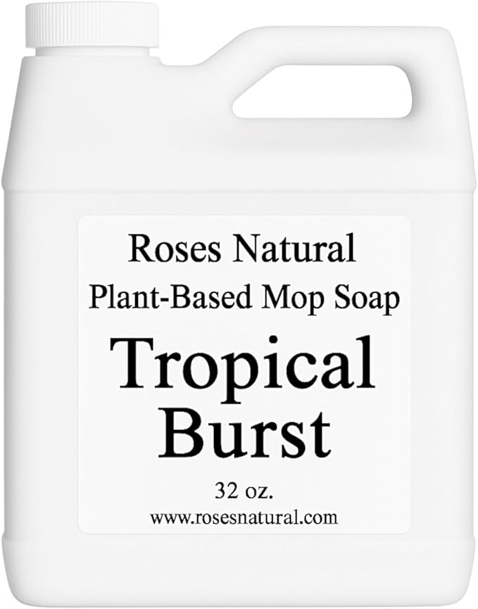Plant-Based Floor Cleaner Mop Soap – 32 oz | Streak-Free, Highly Scented, Concentrated Mop Solution for Tile, Vinyl, Hardwood & Sealed Floors | Non-Toxic, Eco-Friendly (Tropical Burst)