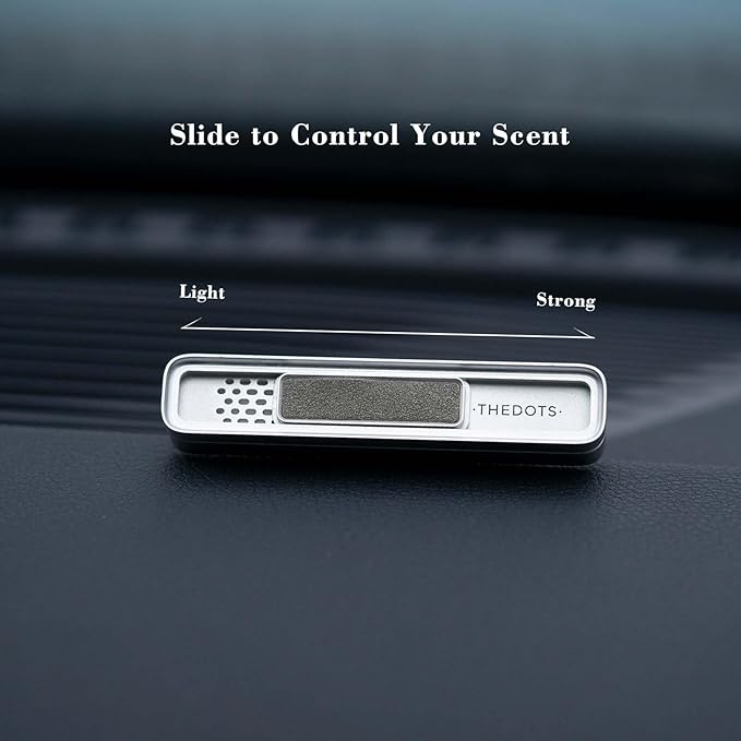 THEDOTS Premium Air Freshener Car Vent Clip, Green Metal Diffuser, 2 Refills Amber Moss Scent, Natural Solid Car Perfume Gift