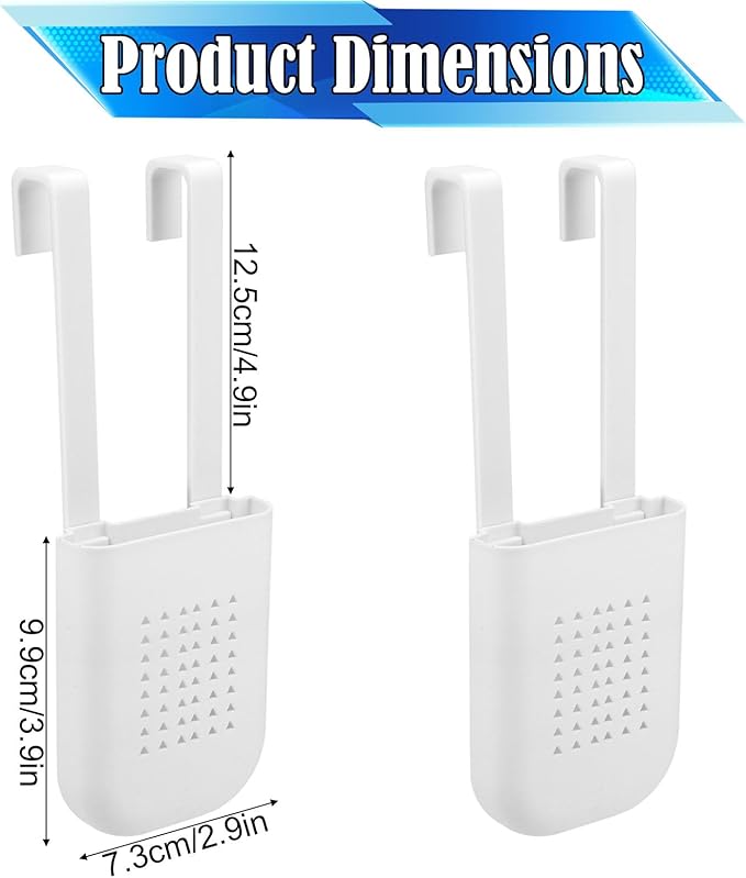 2pcs Toilet Tank Tablet Holder with Double Hooks, White Tablet Holder for Inside Tank Prevents Flapper Jams & Extends Cleaner Life for Standard Height Toilet Tanks