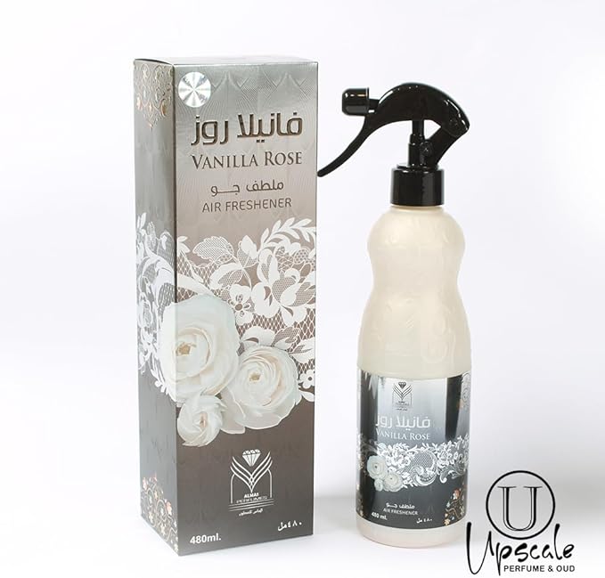 ††† Upscale Perrfume & Oud co. Vanilla Rose Air Freshener - 480ML 16.9FL.OZ of Fabric spray - Natural Aged Oud Scent - Odor Fighting Room Spray - long lasting Aroma for home
