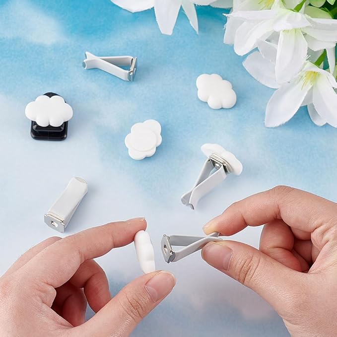 OLYCRAFT 5Pcs Car Air Vent Clips White Cloud Air Vent Clips with 1pc Self Adhesive Car Perfume Clip Airs Vents Clips for Women Cars Airs Vents Accessory