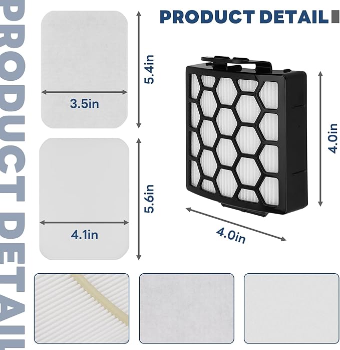 Vacuum Filters Replacement for Shark Navigator Zero-M Self-Cleaning Brushroll Pet Pro Upright Vacuum ZU60 ZU62 ZU62C NV150 NV151 NV255 NV181,2 HEPA Filter, 4 Foam 4 Faux Felt Filters