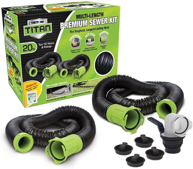 Thetford Titan 17853 15ft 15-Foot Premium RV Sewer Hose Kit-Thetford-17853, Black/Green