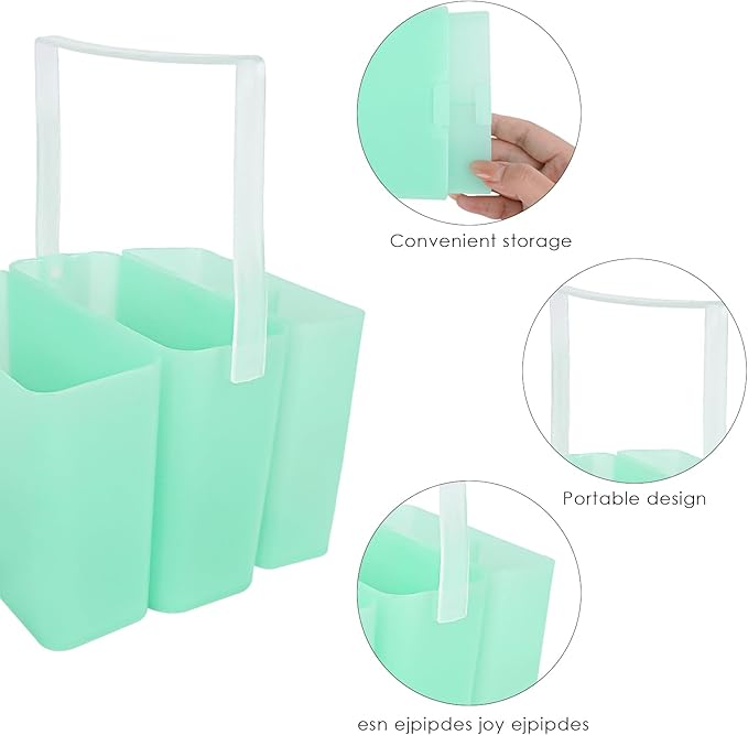 Brush Washing Bucket, Three-in-one Plastic Bucket Painting Brush Holder, Portable Detachable Multifunction Paint Brush Washing Bucket for Watercolor Outdoor Indoor Painting (Green)