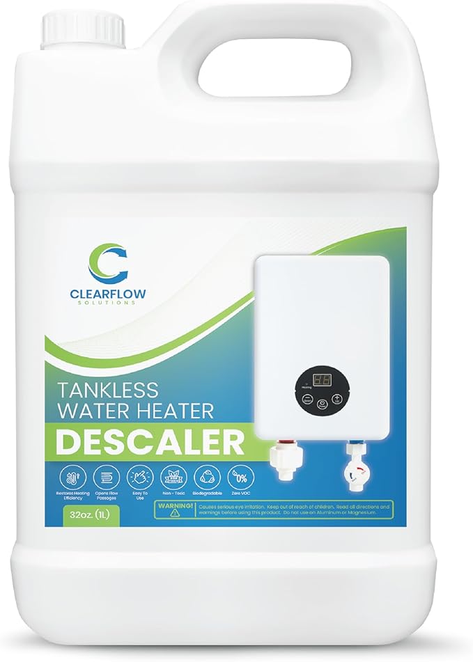 Tankless Water Heater Descaler - Premium Descaler for Tankless Water Heater Systems, Restores Heating Efficiency, Nontoxic, Biodegradable, Made in USA! 128 Ounce (1 Gallon)