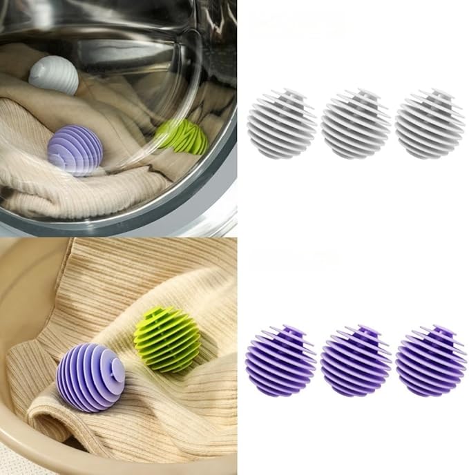 6pcs Laundry Ball, Silicone Wash Ball for Washing Machine, Lint Remover Dryer Balls, Soft Pet Fur Catcher Balls for Laundry, Reusable Home Gadgets(White/Purple)