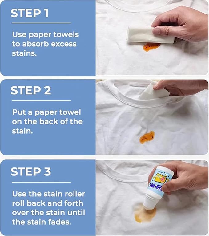 Emergency Stain Removing Pens - Portable Stain Remover,Stain Remover Pen for Clothes and Fabric,to Go Instant Stain Removal Stick, 50ml,Roll Bead Design (2pcs)
