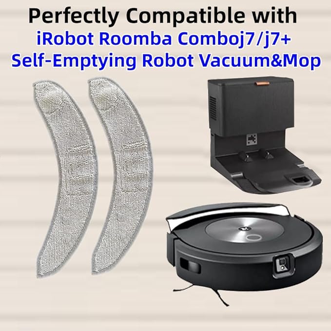 mop pad Compatible with iRobot Roomba Combo j7/j7+Microfiber Mopping Pad, Washable & Reusable Cleaning Refill Pads (4 Packs)