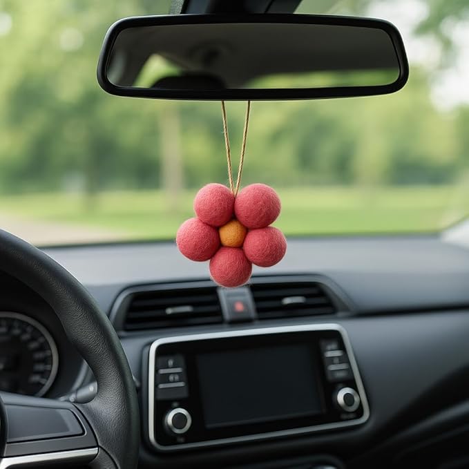 Daisy Flower Car Vent Clip, Essential Oil Wool Diffuser, Car Air Freshener, or Hanging, Natural Auto Freshener, Aromatherapy, Closet Sachet