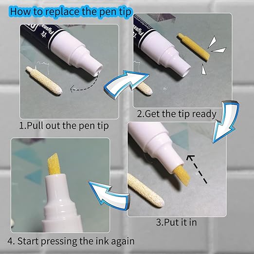 5 PCS Tile Grout Pen Home Repair Pen Tile Paint Markers for Tiles Floor Wall Bathroom Kitchen Repair Tools (Black)