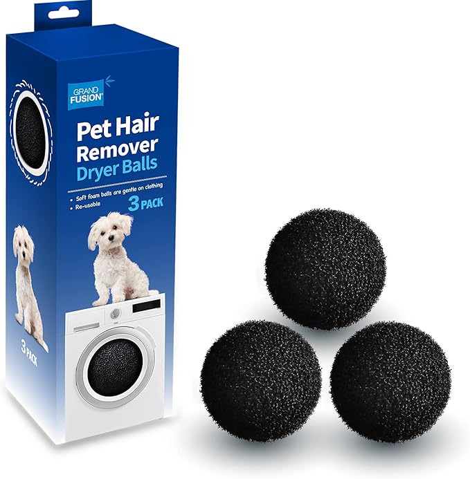 Grand Fusion Pet Hair Remover Dryer Balls, Dog and Cat Hair Remover, Lint Remover, Rid Clothes and Laundry of Lost Hair, Pack of 3