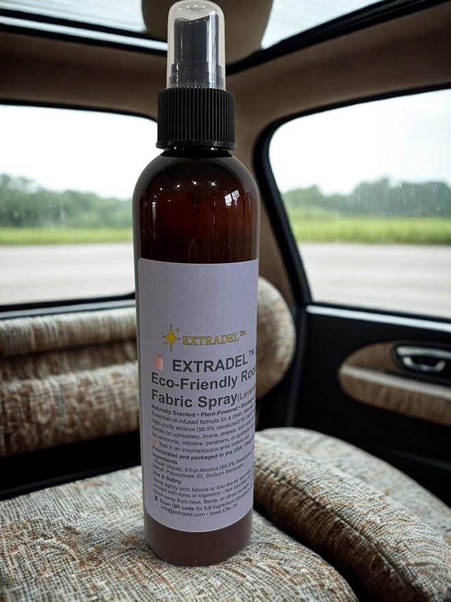EXTRADEL™ Premium Eco-Friendly Room & Fabric Freshener, Plant-Based, Essential Oil Scent, Biodegradable (Lavender & Cedarwood Blend) 8 fl oz