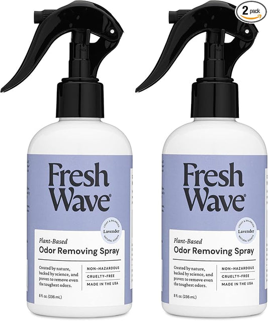 Fresh Wave Lavender Scent Odor Removing Spray, 8 fl. oz. | Pack of 2 | Odor Absorber for Home, Furniture, Fabrics & Trash | Safer Odor Relief