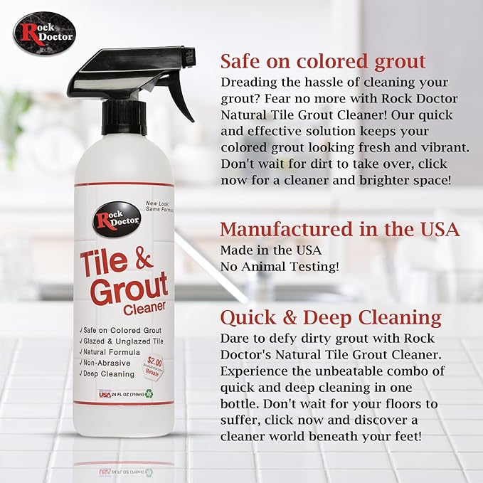 Rock Doctor Natural Tile and Grout Cleaner, Remove Stains Dirt, Oil, and Soap Scum, Heavy Duty Non-Abrasive Tile Cleaner, Natural Formula, Pack of 2