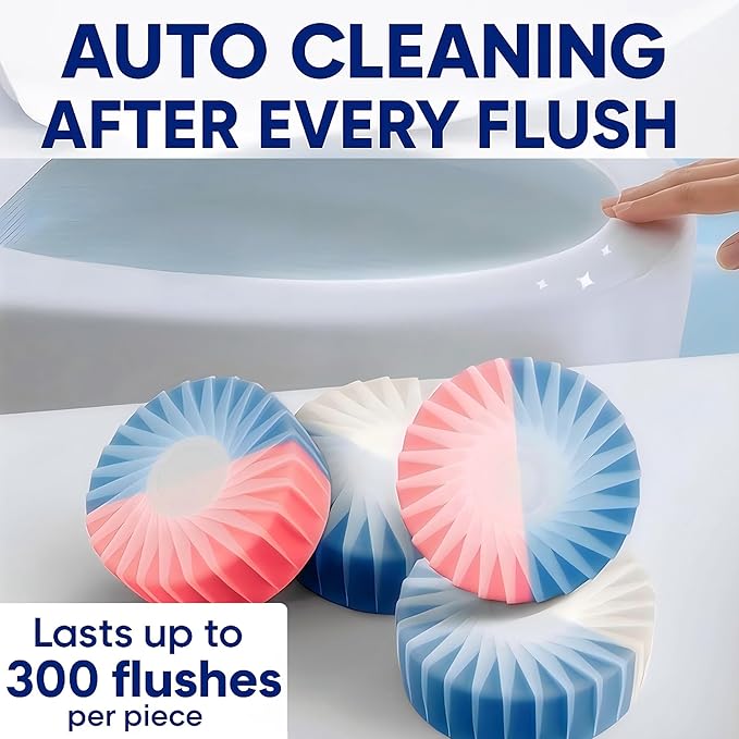 Automatic Toilet Bowl Cleaner Tablets, 10 Pack Long-Lasting Toilet Tank Cleaner for Bathroom, Blue Water Freshener, Prevents Stains & Odor, Safe for All Toilets - 10 Pack (Pink+Blue)