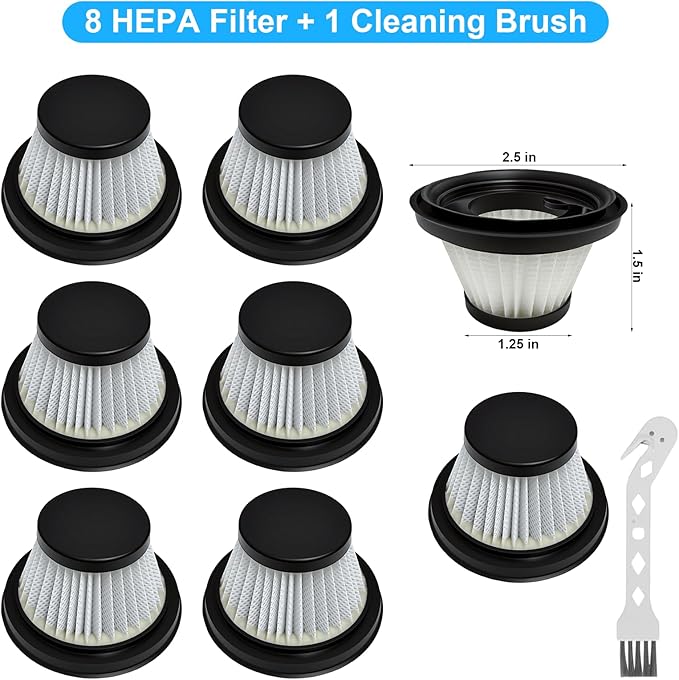 8-Pack HEPA Filter Compatible with Duck Cordless Vacuum Cleaner As Seen on TV, Washable and Reusable Replacement Filter for Duck Vac, Restore Strong Suction Power