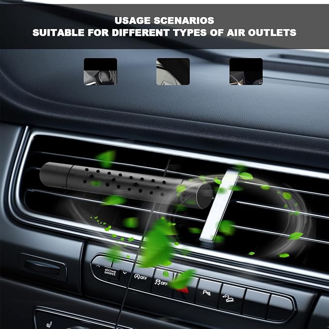 2PCS Car Diffuser Vent Clip, Vehicle Essential Oil Scents Set with 10 Unscented Refill Sticks, Automotive Vent Air Freshener Decoration Accessories, Universal for SUV, Sedan, Truck (Black)