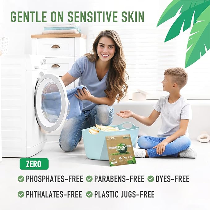 YUCO Laundry Detergent Sheets Rose Bush and Forest Scent Total 40 Loads, Eco Friendly Liquidless Washer Sheets No Plastic Hypoallergenic,For Sink and Washing Machine, Travel Friendly