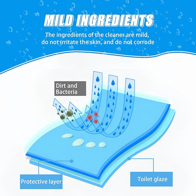 Automatic Toilet Cleaner, Blue High-Concentration Liquid for Powerful Toilet Bowl Cleaning, Lasts 200 Days or Over 4000 Uses, Deodorizes and Prevents Stains in Bathroom Toilets (2Bottle)