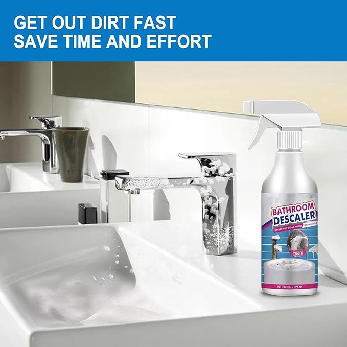 Bathroom Descaler Foam Cleaner Spray - Powerful Stain & Limescale Remover, All-Purpose No-Scrub Bubble Foam for Shower Glass, Sink, Toilet, Bathtub Tile Faucet Cleaning (3)