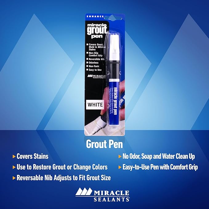 Miracle Sealants Miracle Grout Pen Recolors and Restores Grout Lines, White, 6 Pack