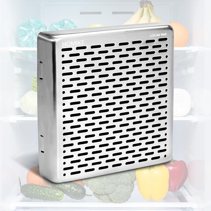 Refrigerator Deodorizer,10 Years Long Fridge Odor Eliminator,Car Air Freshener,Closet Odor Absorber,Outperforms Baking Soda and Bamboo Air Purifying Bags，Stainless Steel