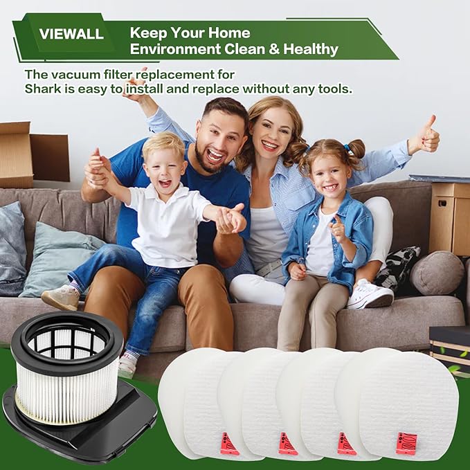 IZ377H IZ376H IZ362H Filter Replacement for Shark IZ363HT IZ382H IZ462H IZ387H IZ163H IZ464H IZ483H IZ482H IZ162H IZ361H Pet Cordless Stick Vacuum, Part XHF161H & 617FJ140, 2 HEPA 4 Foam Felt Filter