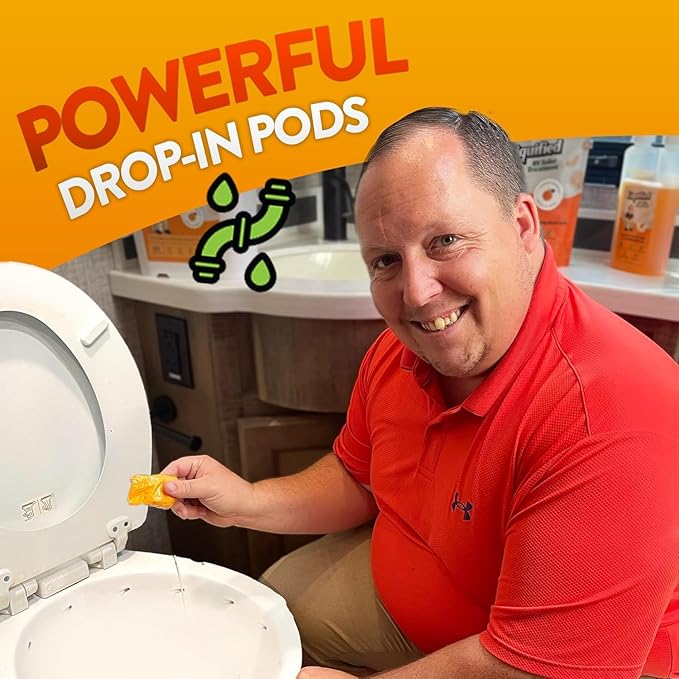 Liquified RV Toilet Treatment Drop-Ins - Prevents Tank Odors - Breaks Down Waste and Tissue - Septic Tank Safe - Matts RV Reviews (Orange, 20 Count, Pack of 3)