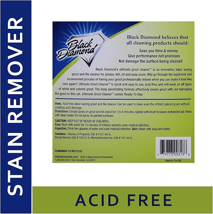Black Diamond Stoneworks Ultimate Grout Cleaner for Tile Floors — Acid-Free Deep Cleaner Removes Grease, Dirt & Soap Scum Without Damaging Grout — Safe for Marble and All Natural Stone (4-Gallons)