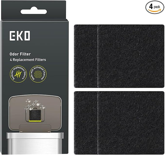 EKO Trash Can Odor Filter Refills for Trash Can and Compost Bin, Activated Charcoal Deodorizer, Strong Charcoal Odor Absorber, Pack of 4 Replacements