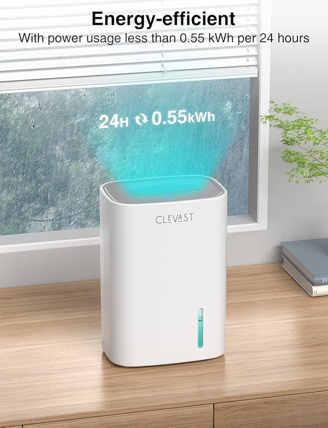 CLEVAST Small Dehumidifier for Home, 30oz Mini Quiet Dehumidifier for Bathroom Bedroom, Portable Compact Air Dehumidifier for Closet, RV, Camper