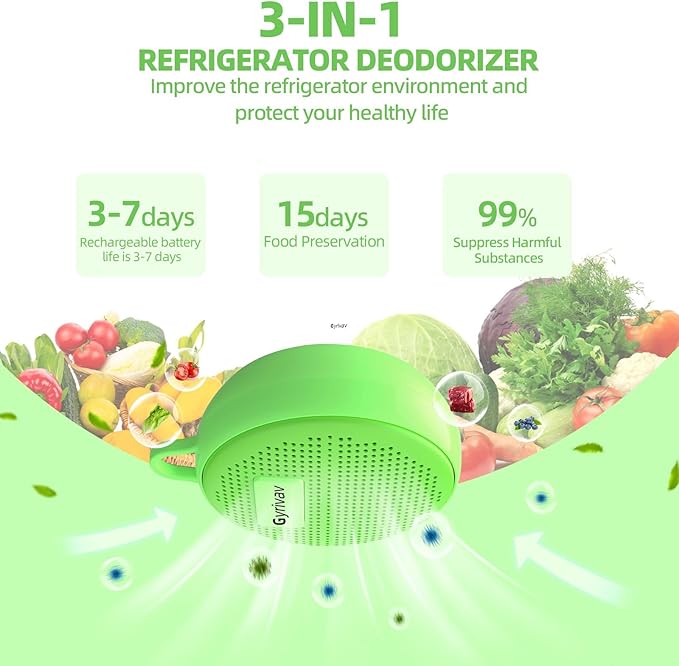 Refrigerator Deodorizer, Fridge Deodorizer Long Lasting Odor Eliminator for Fridge,Kitchen Gadgets Charcoal Air Purifier Odor Eliminator for Closet, Green