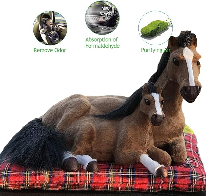 Ergocar Car Air Purifying Bags Cute Animals Odor Eliminator Bamboo Charcoal for Car Decoration & Eliminating Odors (Moka Horse-A)