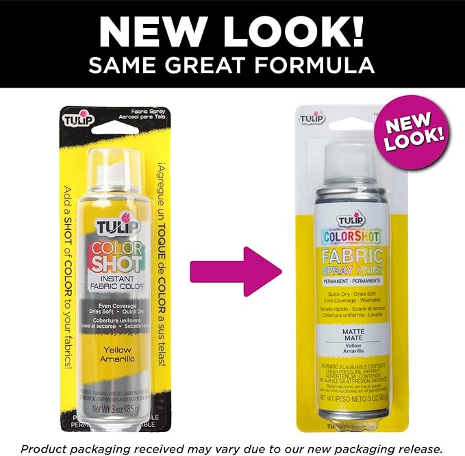 Tulip ColorShot Instant Fabric Spray Paint, Permanent Color Spray-On Fabric Paint, 3oz. Yellow